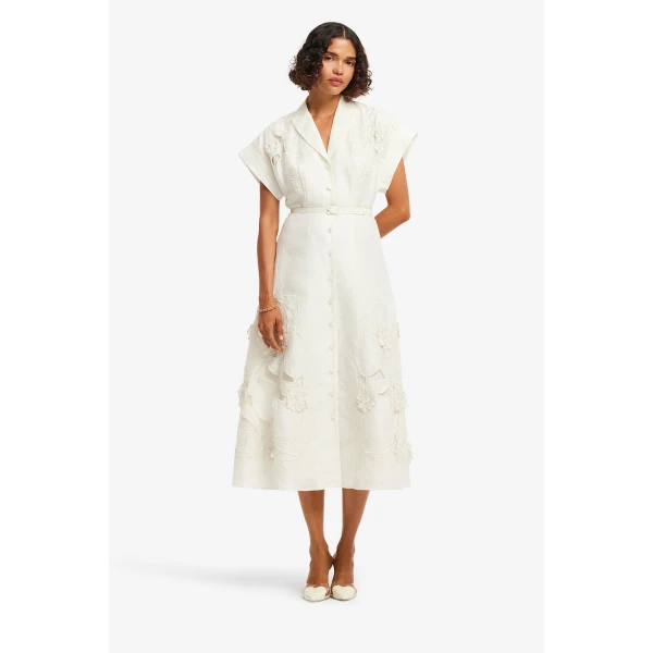 Leo Lin Aubrey Appliqué Shirt Midi Dress, view 3