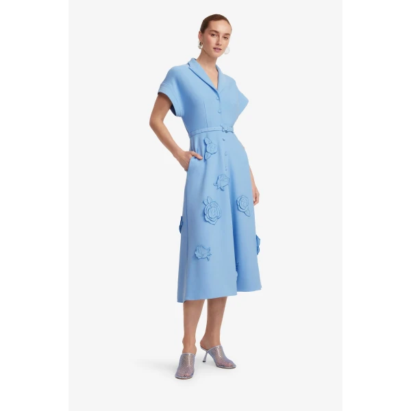 Leo Lin Aubrey Appliqué Shirt Midi Dress, view 4