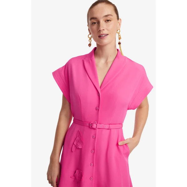 Leo Lin Aubrey Appliqué Shirt Midi Dress, view 6