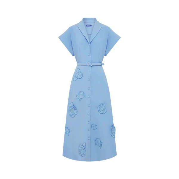 Leo Lin Aubrey Appliqué Shirt Midi Dress