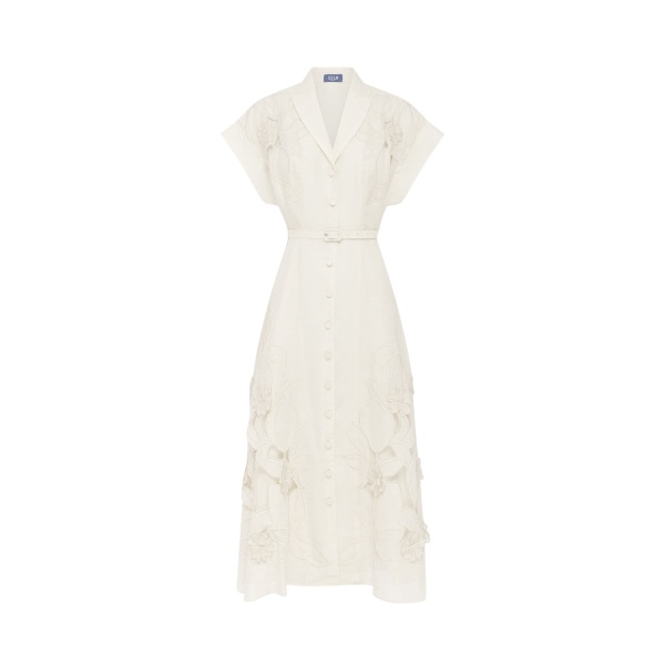Leo Lin Aubrey Appliqué Shirt Midi Dress  - Leo Lin Dress - Australian Luxury Fashion - Shop at Luxury Shoes 
