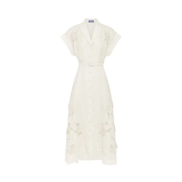 Leo Lin Aubrey Appliqué Shirt Midi Dress