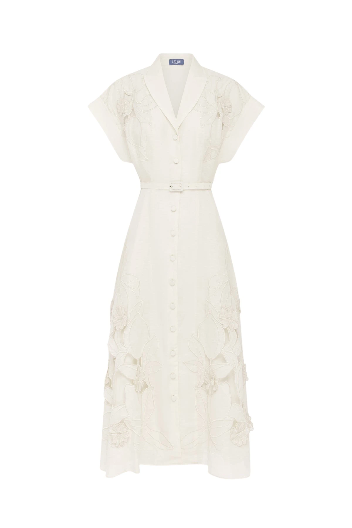 Leo Lin Aubrey Appliqué Shirt Midi Dress