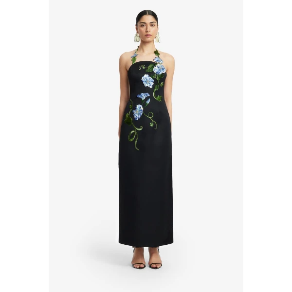 Leo Lin Ava Halterneck Appliqué Floral Bustier Maxi Dress, view 2