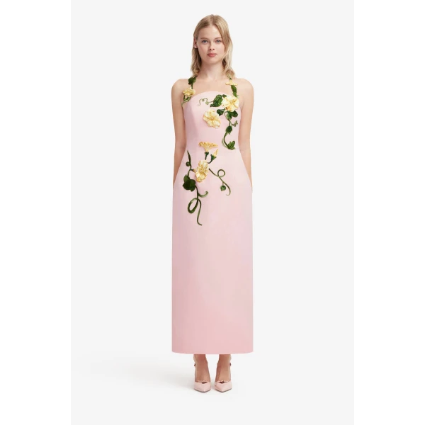 Leo Lin Ava Halterneck Appliqué Floral Bustier Maxi Dress, view 2