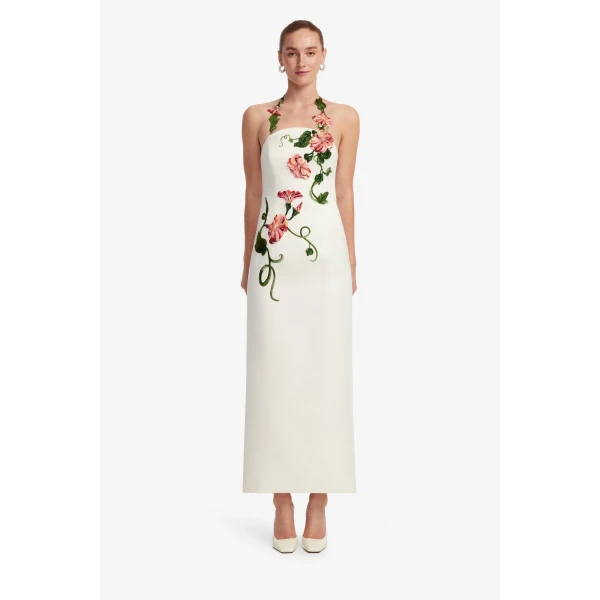 Leo Lin Ava Halterneck Appliqué Floral Bustier Maxi Dress, view 2