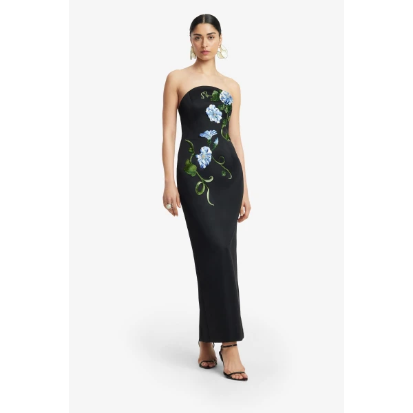 Leo Lin Ava Halterneck Appliqué Floral Bustier Maxi Dress, view 3