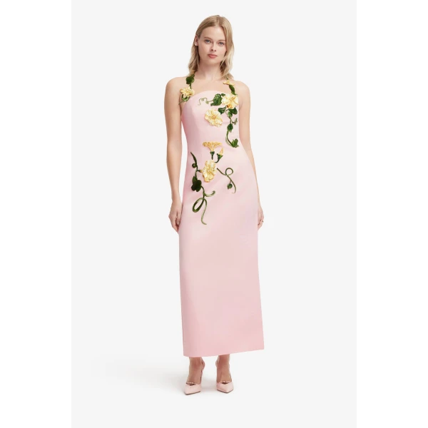 Leo Lin Ava Halterneck Appliqué Floral Bustier Maxi Dress, view 3
