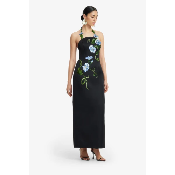 Leo Lin Ava Halterneck Appliqué Floral Bustier Maxi Dress, view 4