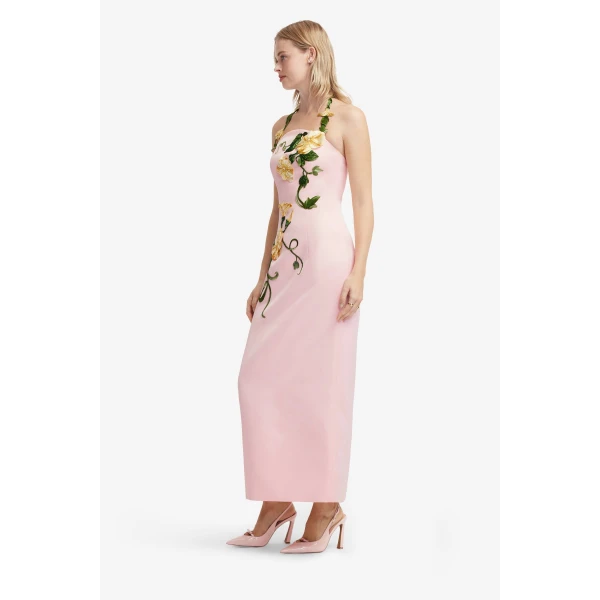Leo Lin Ava Halterneck Appliqué Floral Bustier Maxi Dress, view 4