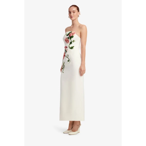 Leo Lin Ava Halterneck Appliqué Floral Bustier Maxi Dress, view 4