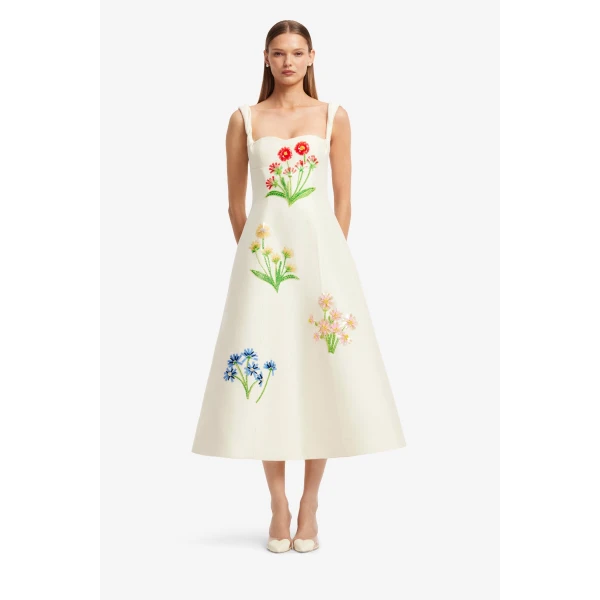 Leo Lin Beatrice Embellished Wool Midi Dress, view 2