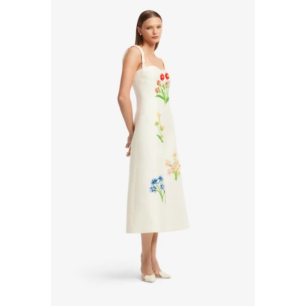 Leo Lin Beatrice Embellished Wool Midi Dress, view 4
