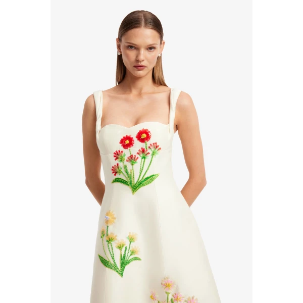 Leo Lin Beatrice Embellished Wool Midi Dress, view 6