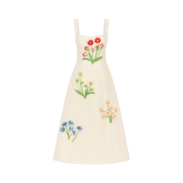 Leo Lin Beatrice Embellished Wool Midi Dress