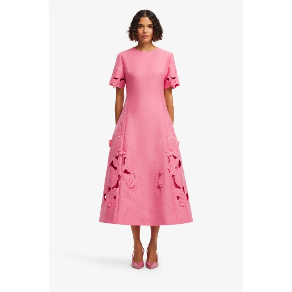 Leo Lin Caroline Appliqué Short Sleeve Midi Dress, view 2