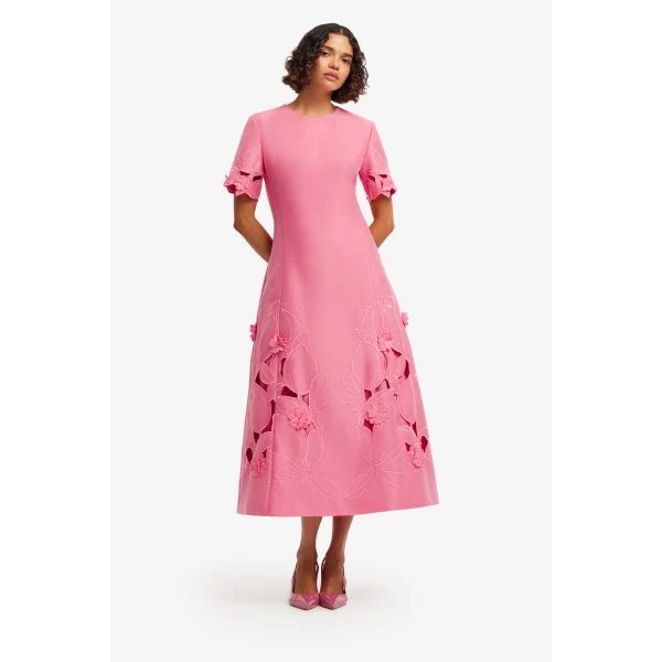 Leo Lin Caroline Appliqué Short Sleeve Midi Dress, view 3