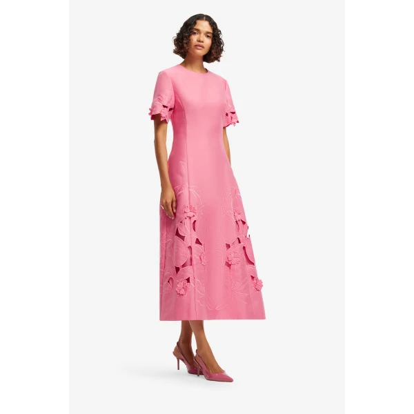 Leo Lin Caroline Appliqué Short Sleeve Midi Dress, view 4