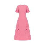 Leo Lin Caroline Appliqué Short Sleeve Midi Dress