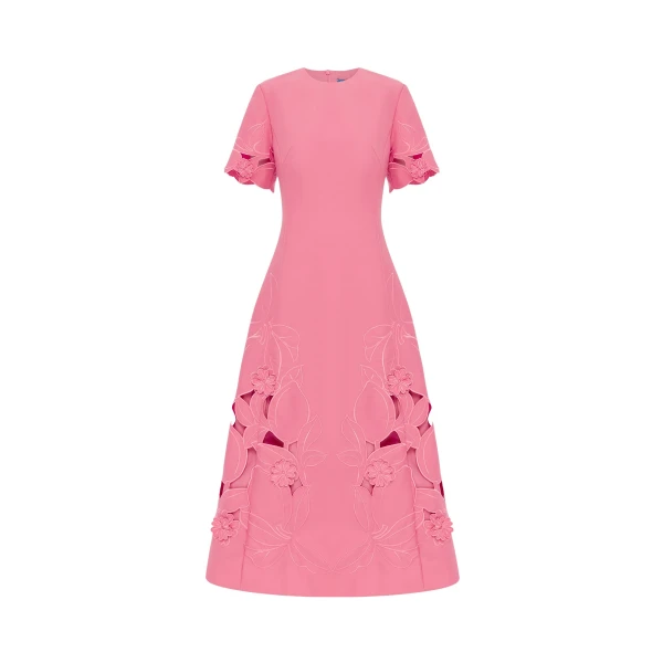 Leo Lin Caroline Appliqué Short Sleeve Midi Dress