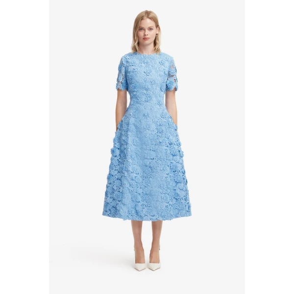 Leo Lin Caroline Lace Short Sleeves Midi Dress, view 2