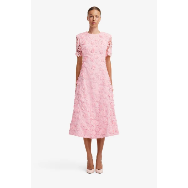 Leo Lin Caroline Lace Short Sleeves Midi Dress, view 2