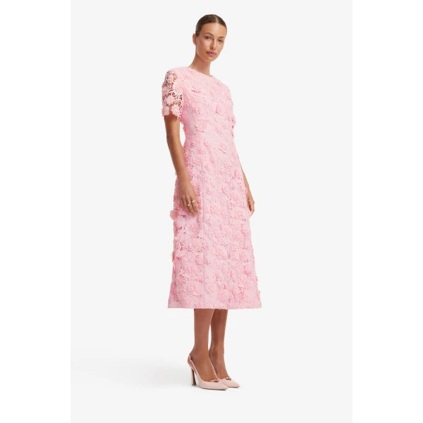 Leo Lin Caroline Lace Short Sleeves Midi Dress, view 3