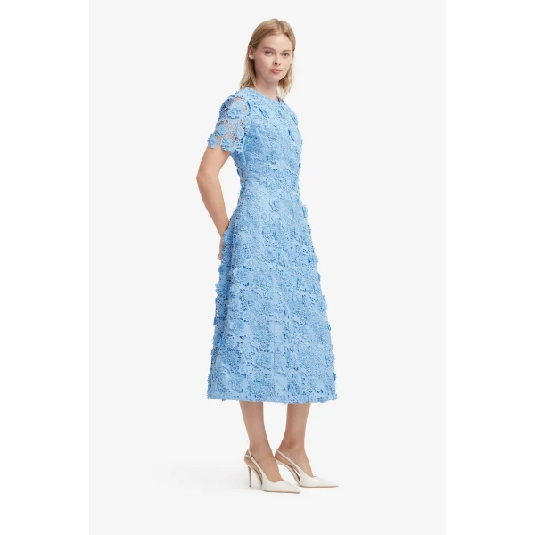 Leo Lin Caroline Lace Short Sleeves Midi Dress, view 4