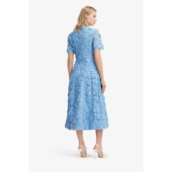 Leo Lin Caroline Lace Short Sleeves Midi Dress, view 5