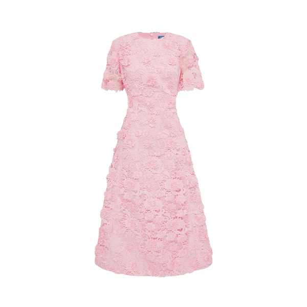 Leo Lin Caroline Lace Short Sleeves Midi Dress