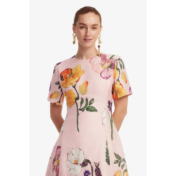 Leo Lin Caroline Short Sleeve Midi Dress, view 6