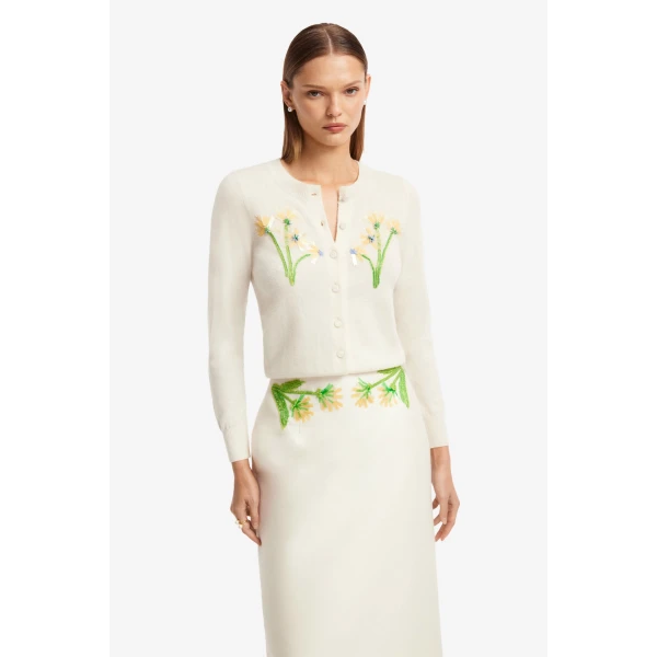 Leo Lin Claire Embellished Knit Cardigan, view 6