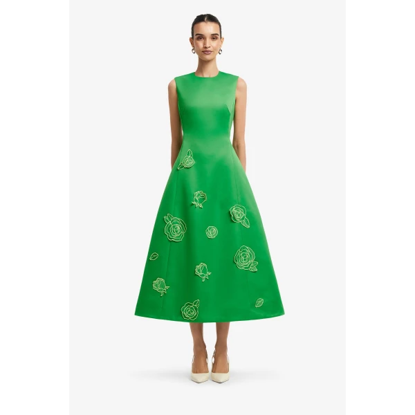 Leo Lin Cleo Appliqué Sleeveless Midi Dress, view 2