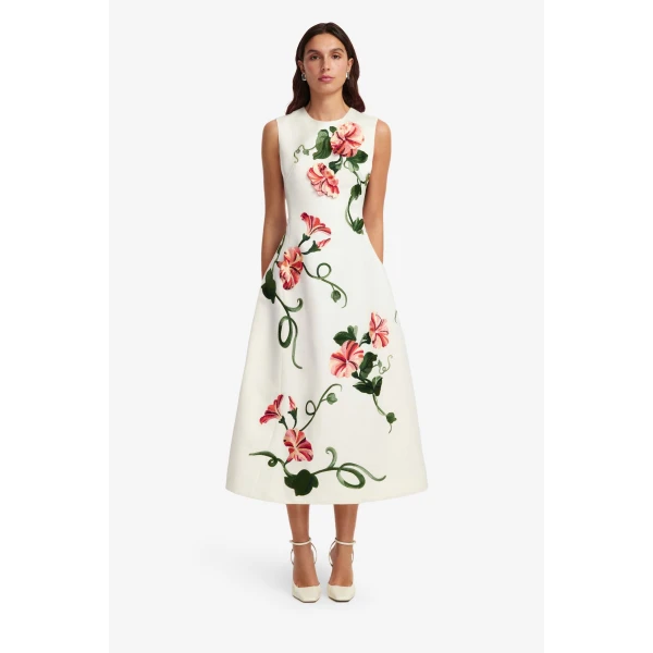Leo Lin Cleo Appliqué Sleeveless Midi Dress, view 2