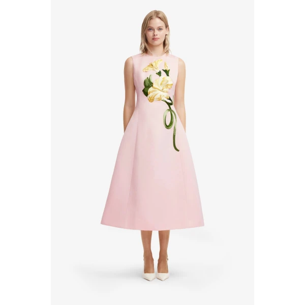 Leo Lin Cleo Appliqué Sleeveless Midi Dress, view 2