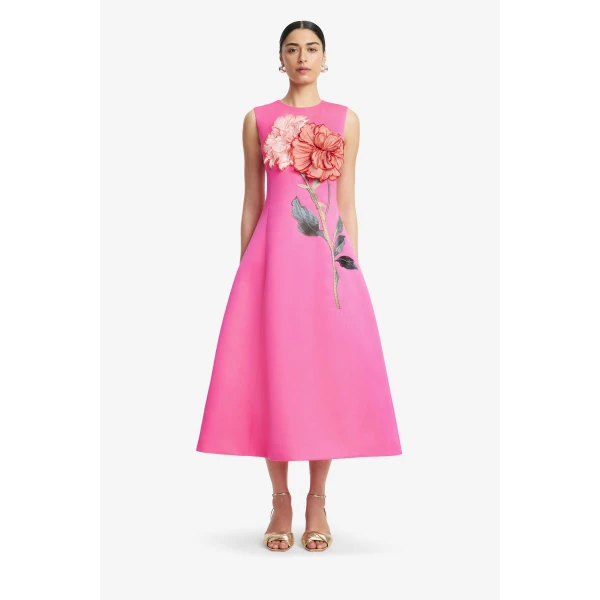 Leo Lin Cleo Appliqué Sleeveless Midi Dress, view 2