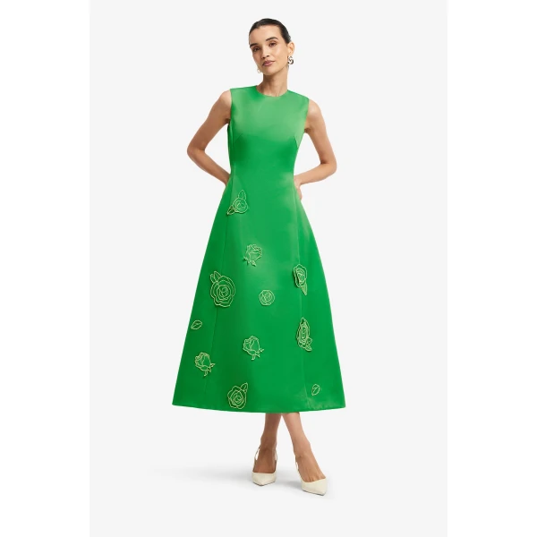Leo Lin Cleo Appliqué Sleeveless Midi Dress, view 3
