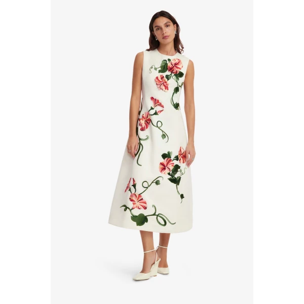 Leo Lin Cleo Appliqué Sleeveless Midi Dress, view 3