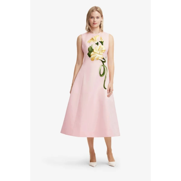 Leo Lin Cleo Appliqué Sleeveless Midi Dress, view 3