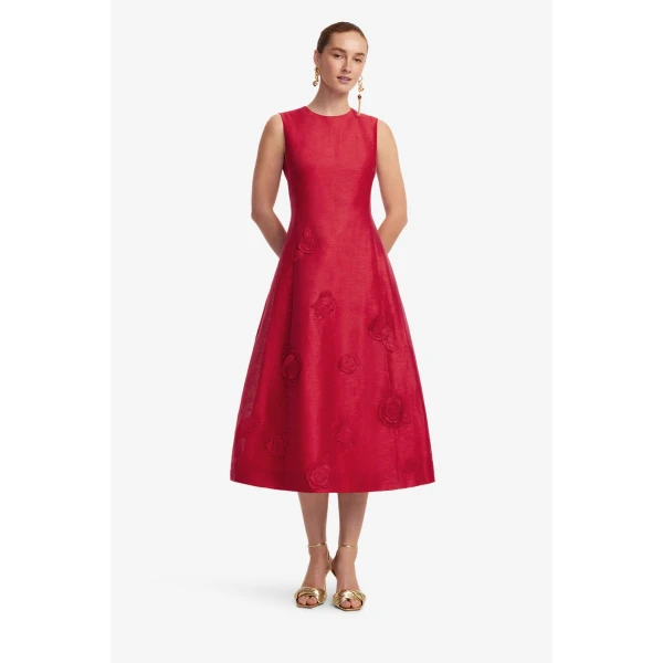 Leo Lin Cleo Appliqué Sleeveless Midi Dress, view 3