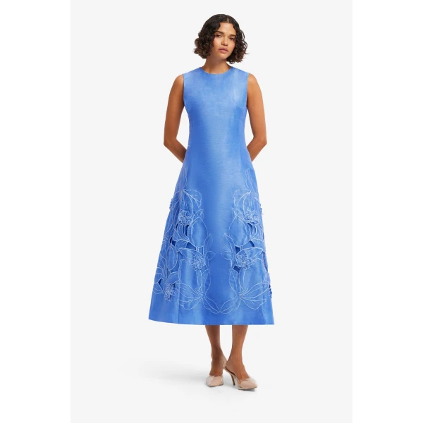 Leo Lin Cleo Appliqué Sleeveless Midi Dress, view 3