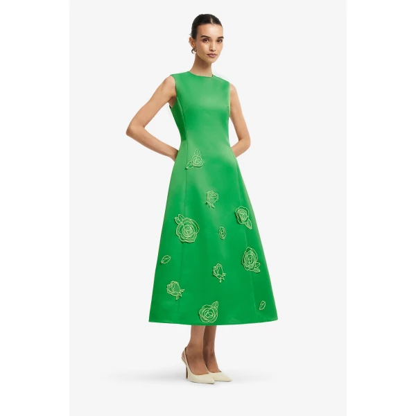 Leo Lin Cleo Appliqué Sleeveless Midi Dress, view 4