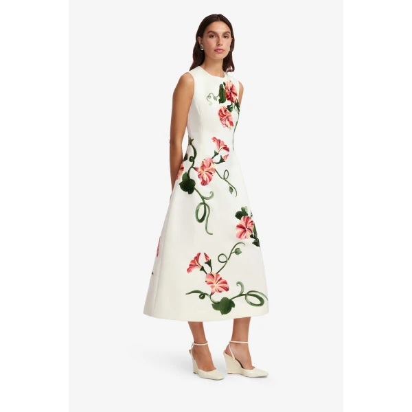 Leo Lin Cleo Appliqué Sleeveless Midi Dress, view 4