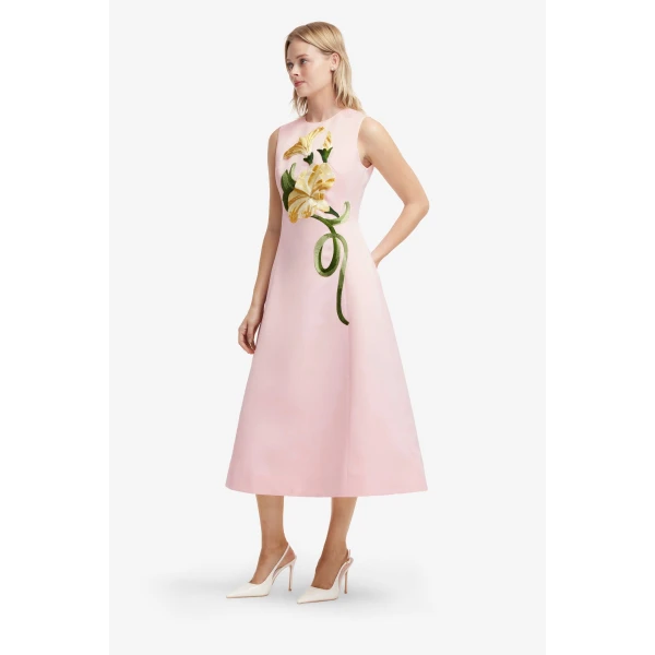 Leo Lin Cleo Appliqué Sleeveless Midi Dress, view 4