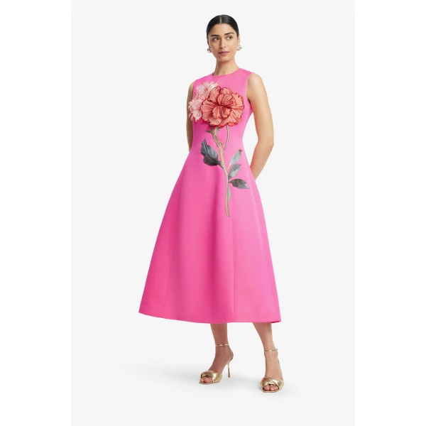 Leo Lin Cleo Appliqué Sleeveless Midi Dress, view 4