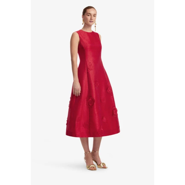 Leo Lin Cleo Appliqué Sleeveless Midi Dress, view 4