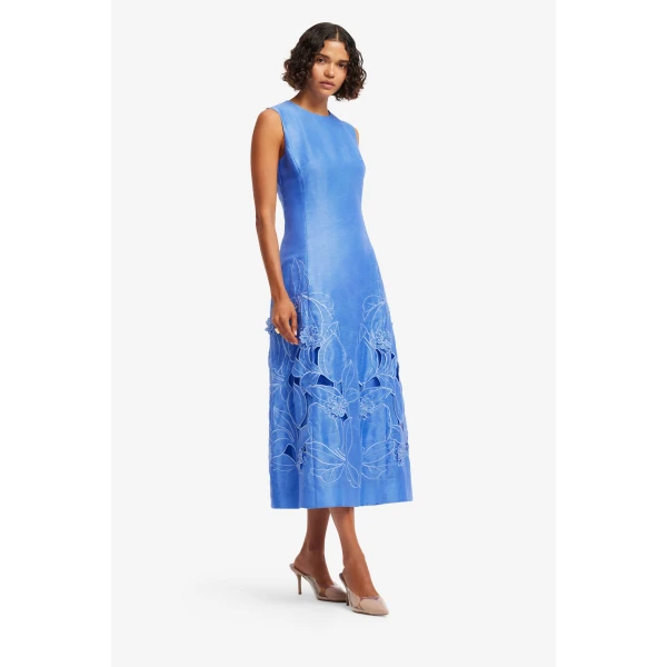Leo Lin Cleo Appliqué Sleeveless Midi Dress, view 4