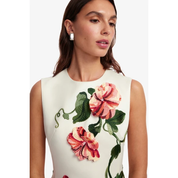 Leo Lin Cleo Appliqué Sleeveless Midi Dress, view 6