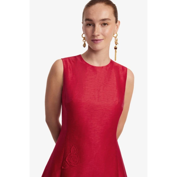 Leo Lin Cleo Appliqué Sleeveless Midi Dress, view 6