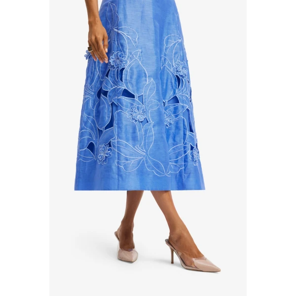 Leo Lin Cleo Appliqué Sleeveless Midi Dress, view 6